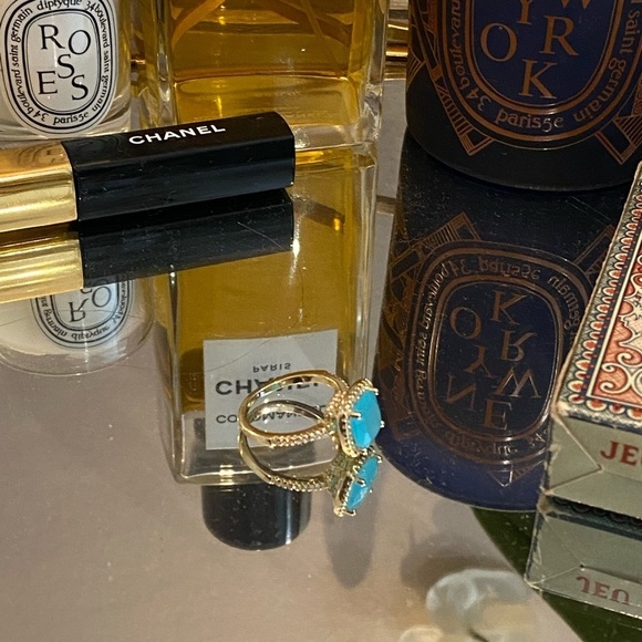 GOLD Tone And Blue Accent Ring - Picture 10 of 16